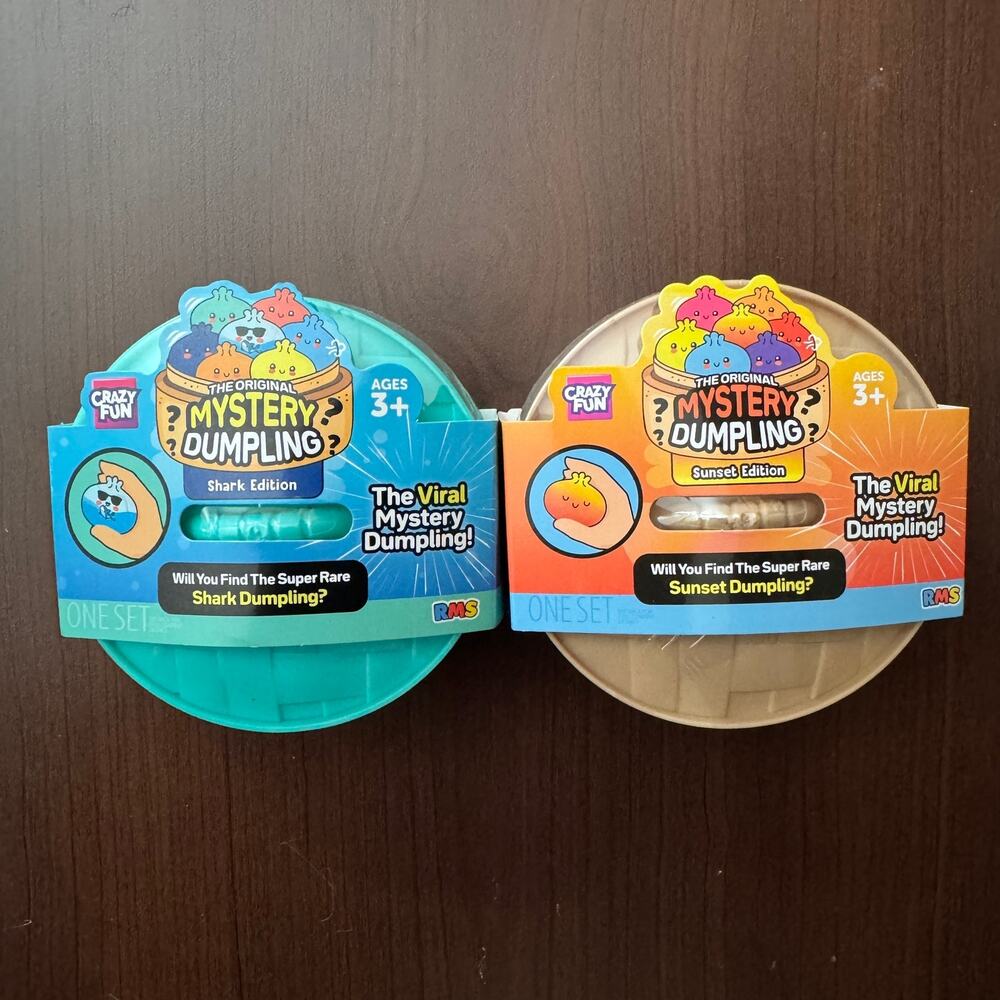 2 RMS Five Below Mystery Squishy Dumpling Shark & Sunset Edition Blind Pack